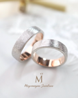 white and rose gold ring