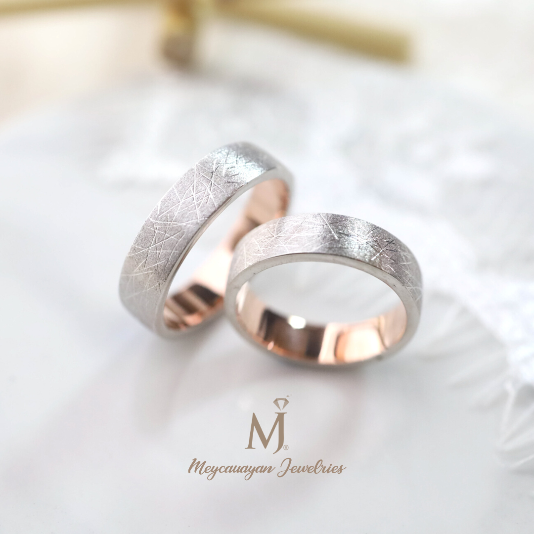 white and rose gold ring